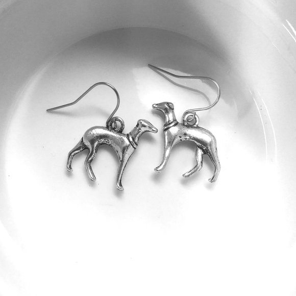 Miniature Greyhound Dog Lovers Gift Charm Earrings - Picture 2 of 2